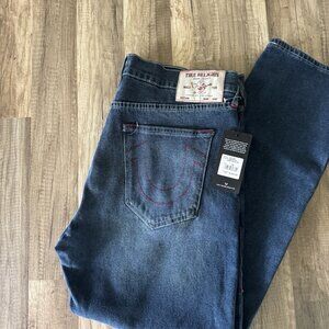 True Religion Jeans Men's 36 Geno W36L30 Dark Wash Relaxed Slim Fit Straight Leg